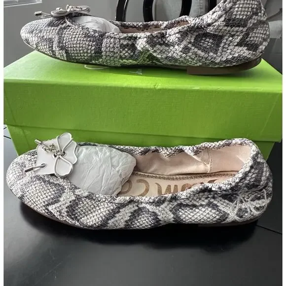 Sam Edelman Felicia Roccia Leather Snakeskin Ballet Flats Women's Size 7.5 $120 - Picture 2 of 6